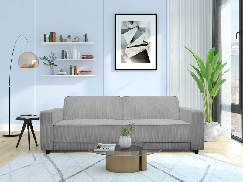 Bäddsoffa Allie Grå, Cordoroy, 81x225x91 cm - Grå, Cordoroy, 81x225x91 cm - Möbler - Soffa - Bäddsoffa