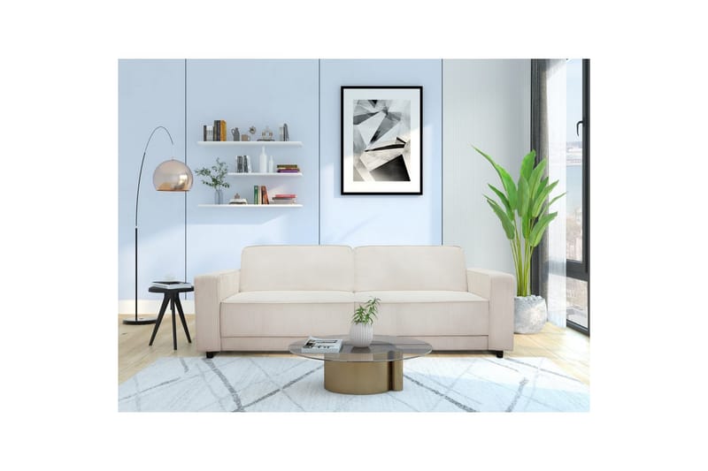 Bäddsoffa Allie Kräm, Cordoroy, 81x225x91 cm - Kräm, Cordoroy, 81x225x91 cm - Möbler - Soffa - Bäddsoffa