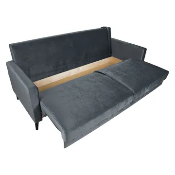 Bäddsoffa Anna med förvaringslåda sammet - grå - Möbler - Soffa - Bäddsoffa