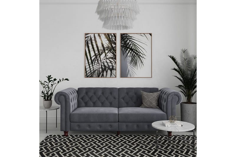 Bäddsoffa Felix 236x87x83 cm, Antracit, Sammet - 236x87x83 cm, Antracit, Sammet - Möbler - Soffa - Bäddsoffa