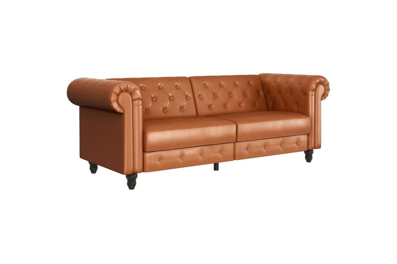 Bäddsoffa Felix 236x87x83 cm, Cognac, PU/trä/metall - 236x87x83 cm, Cognac, PU/trä/metall - Möbler - Soffa - Bäddsoffa