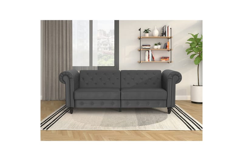 Bäddsoffa Felix 236x87x83 cm, Grå, PU/trä/metall - 236x87x83 cm, Grå, PU/trä/metall - Möbler - Soffa - Bäddsoffa