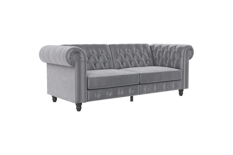 Bäddsoffa Felix 236x87x83 cm, Ljusgrå, Sammet - 236x87x83 cm, Ljusgrå, Sammet - Möbler - Soffa - Bäddsoffa