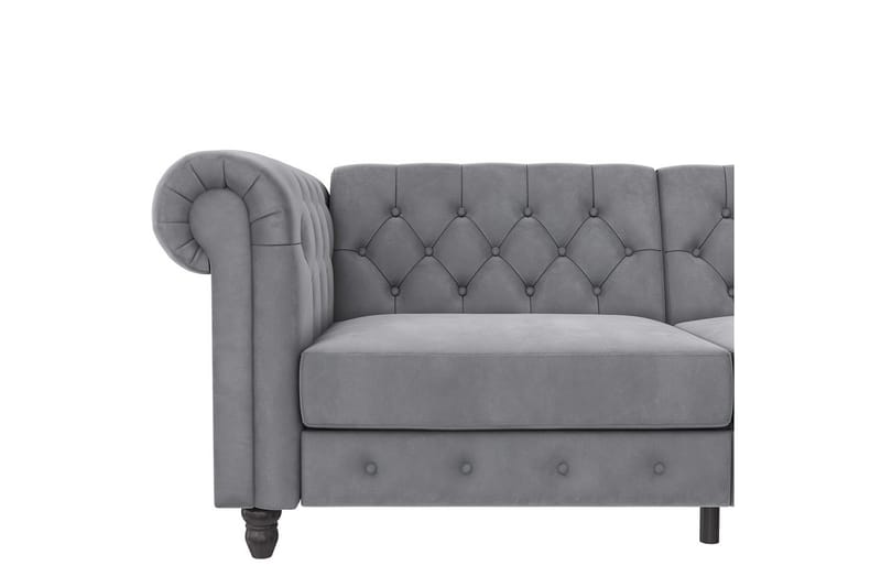 Bäddsoffa Felix 236x87x83 cm, Ljusgrå, Sammet - 236x87x83 cm, Ljusgrå, Sammet - Möbler - Soffa - Bäddsoffa