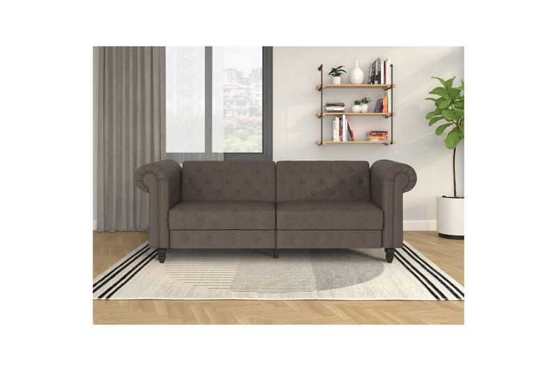 Bäddsoffa Felix 236x87x83 cm, Mörkbrun, Mikrofiber/Trä/Metall - 236x87x83 cm, Mörkbrun, Mikrofiber/Trä/Metall - Möbler - Soffa - Bäddsoffa
