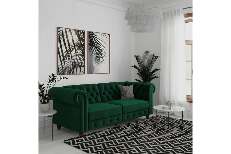 Bäddsoffa Felix 236x87x83 cm, Mörkgrön, Sammet - 236x87x83 cm, Mörkgrön, Sammet - Möbler - Soffa - Bäddsoffa