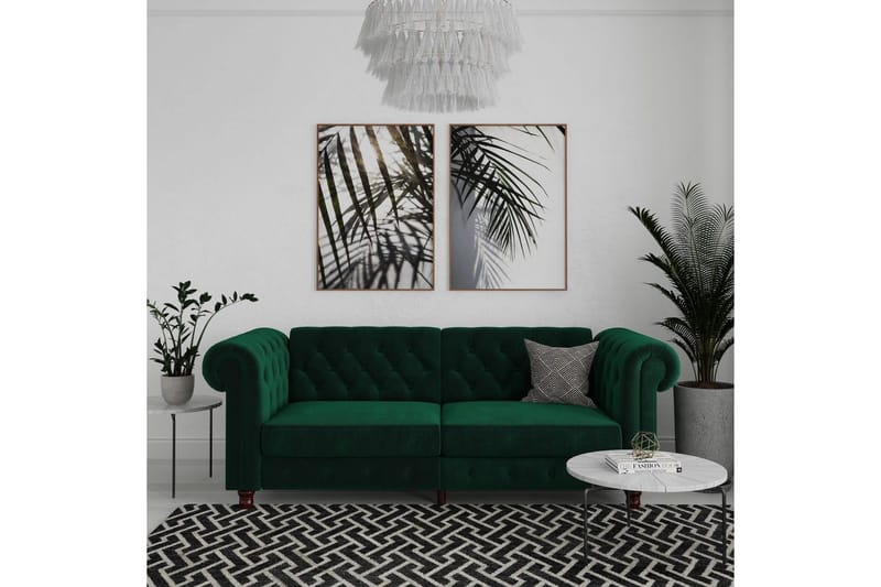 Bäddsoffa Felix 236x87x83 cm, Mörkgrön, Sammet - 236x87x83 cm, Mörkgrön, Sammet - Möbler - Soffa - Bäddsoffa