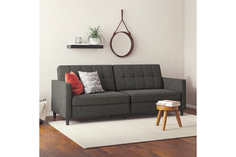 Bäddsoffa Hartford 203x83x82 cm, Antracit, Linnetyg Utseende (100% Polyester - 203x83x82 cm, Antracit, Linnetyg Utseende (100% Polyester - Möbler - Soffa - Bäddsoffa