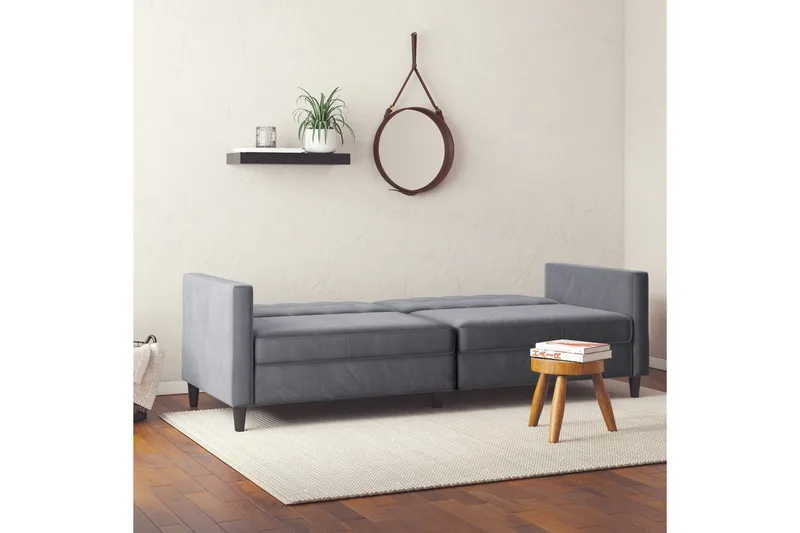 Bäddsoffa Hartford 203x83x82 cm, Antracit, Sammet - 203x83x82 cm, Antracit, Sammet - Möbler - Soffa - Bäddsoffa