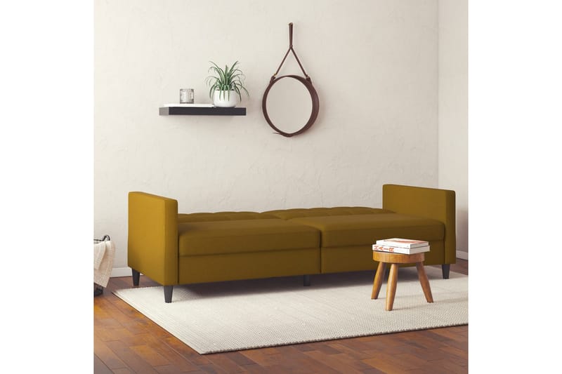 Bäddsoffa Hartford 203x83x82 cm, Curry, Linnetyg Utseende (100% Polyester - 203x83x82 cm, Curry, Linnetyg Utseende (100% Polyester - Möbler - Soffa - Bäddsoffa