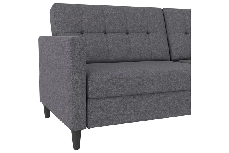 Bäddsoffa Hartford 203x83x82 cm, Grå, Linnetyg Utseende (100% Polyester - 203x83x82 cm, Grå, Linnetyg Utseende (100% Polyester - Möbler - Soffa - Bäddsoffa