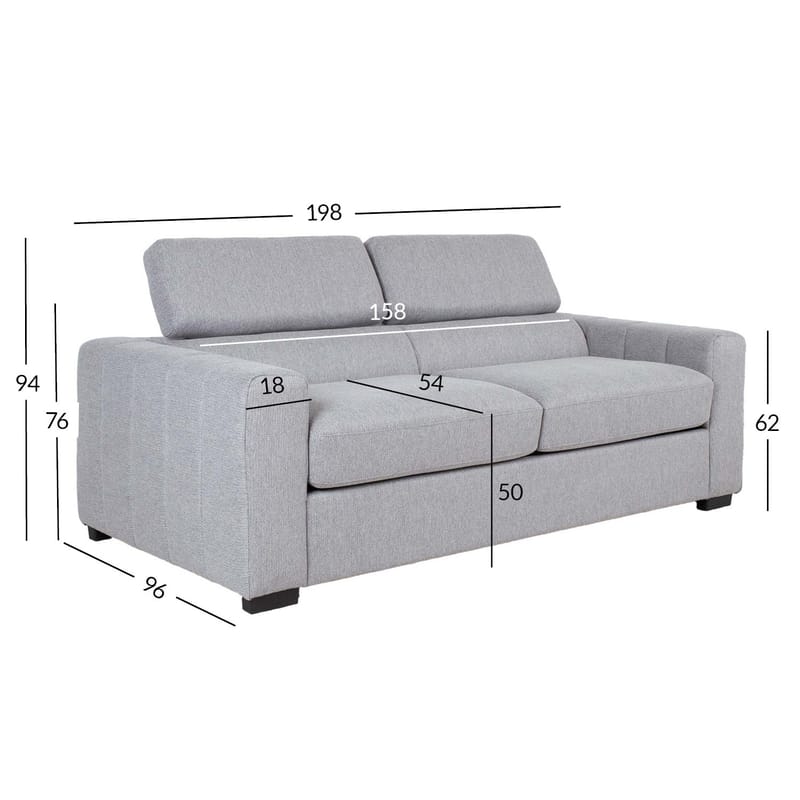 Bäddsoffa Kingston 3-sits 198x96x76/94 cm - grå - Möbler - Soffa - Bäddsoffa