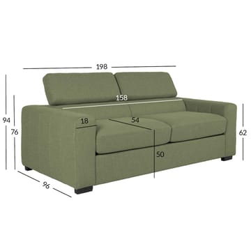 Bäddsoffa Kingston 3-sits 198x96x76/94 cm - ljusgrön - Möbler - Soffa - Bäddsoffa