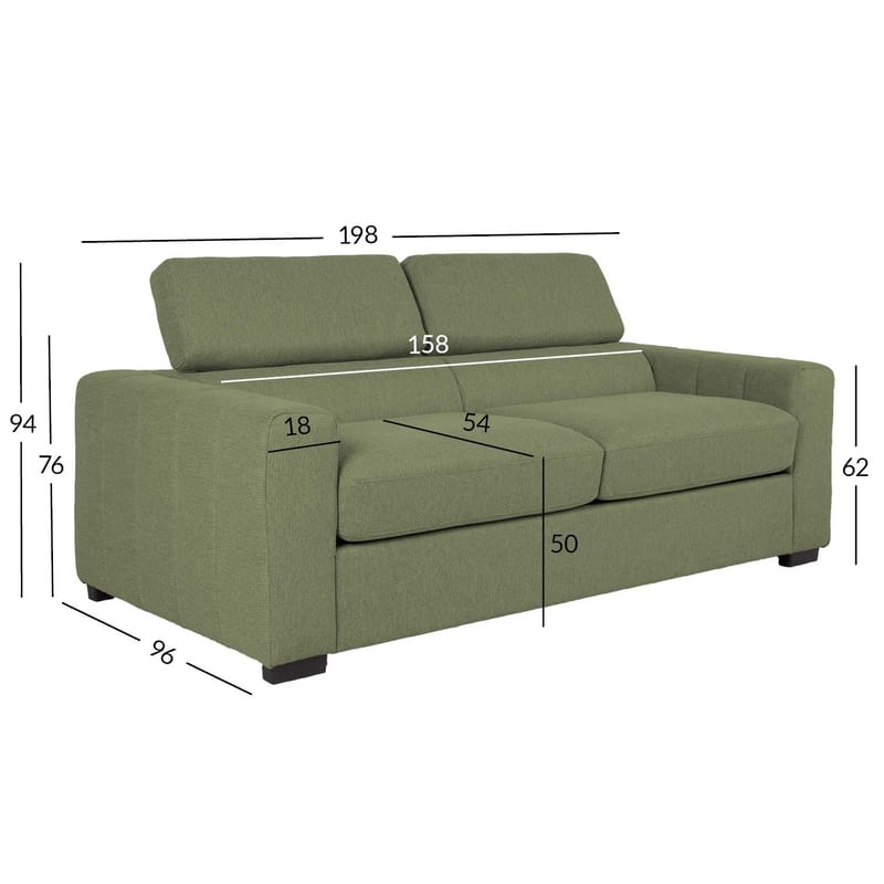 Bäddsoffa Kingston 3-sits 198x96x76/94 cm - ljusgrön - Möbler - Soffa - Bäddsoffa