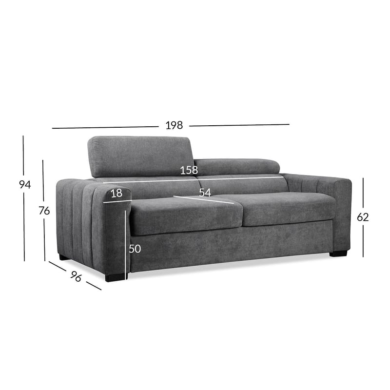 Bäddsoffa Kingston 3-sits 198x96x76/94 cm - mörkgrå - Möbler - Soffa - Bäddsoffa