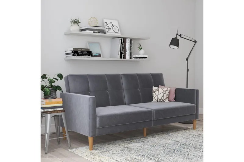 Bäddsoffa Lilly Antracit, Sammet - Antracit, Sammet - Möbler - Soffa - Bäddsoffa