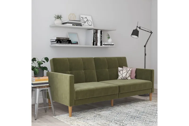 Bäddsoffa Lilly Olivgrön, Sammet - Olivgrön, Sammet - Möbler - Soffa - Bäddsoffa