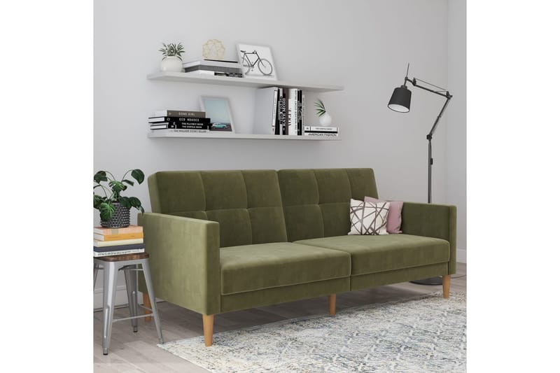 Bäddsoffa Lilly Olivgrön, Sammet - Olivgrön, Sammet - Möbler - Soffa - Bäddsoffa