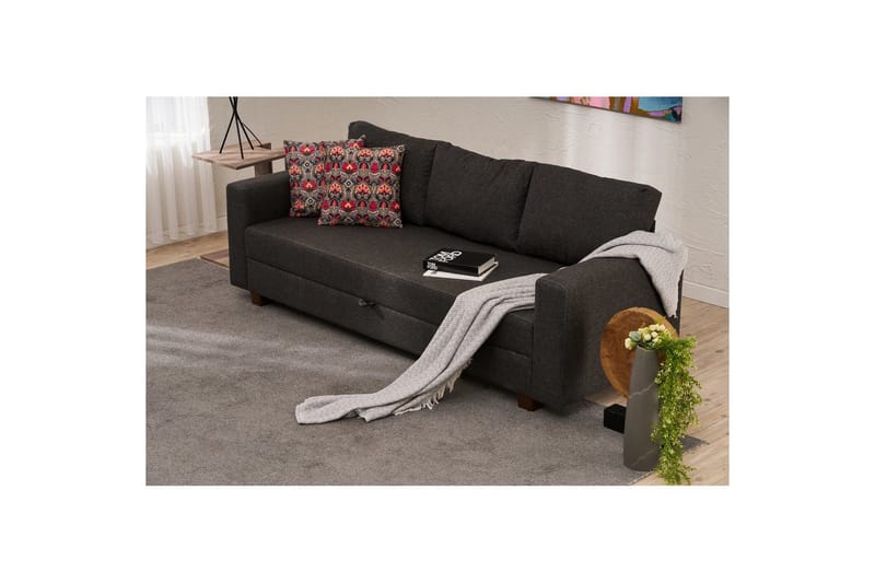 Bäddsoffa med 3 sittplatser Iroulport Antracit - Antracit - Möbler - Soffa - Bäddsoffa