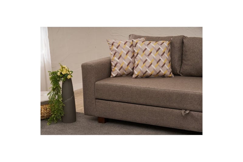 Bäddsoffa med 3 sittplatser Iroulport Arzilla Brun - Brun - Möbler - Soffa - Bäddsoffa