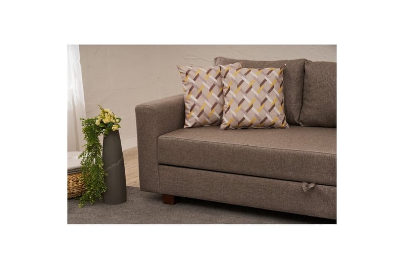 Bäddsoffa med 3 sittplatser Iroulport Arzilla Brun - Brun - Möbler - Soffa - Bäddsoffa