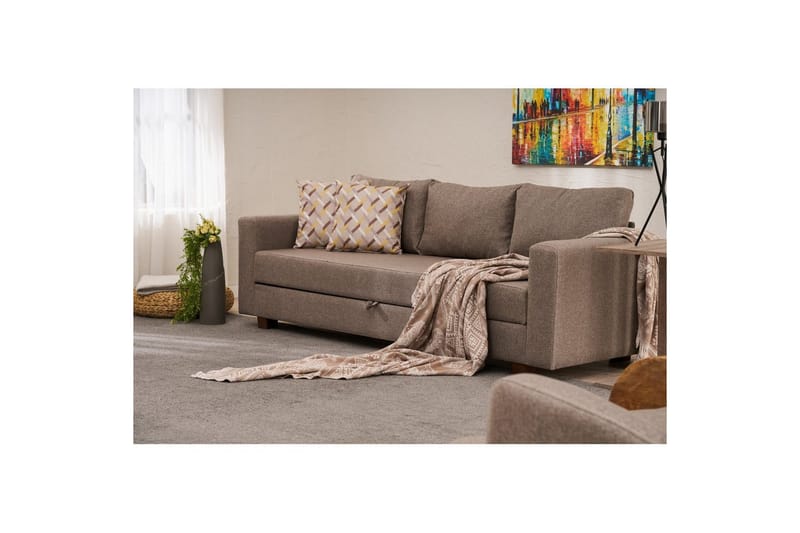 Bäddsoffa med 3 sittplatser Iroulport Arzilla Brun - Brun - Möbler - Soffa - Bäddsoffa