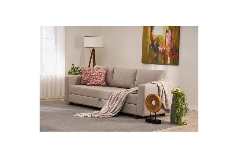 Bäddsoffa med 3 sittplatser Iroulport Beige - Beige - Möbler - Soffa - Bäddsoffa