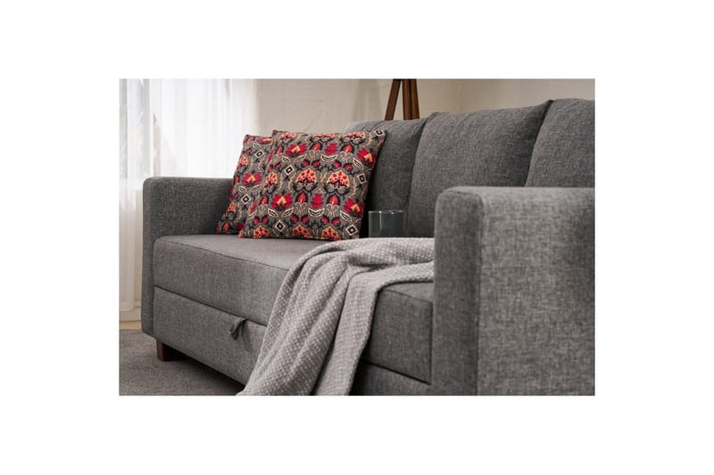 Bäddsoffa med 3 sittplatser Iroulport Grå - Grå - Möbler - Soffa - Bäddsoffa