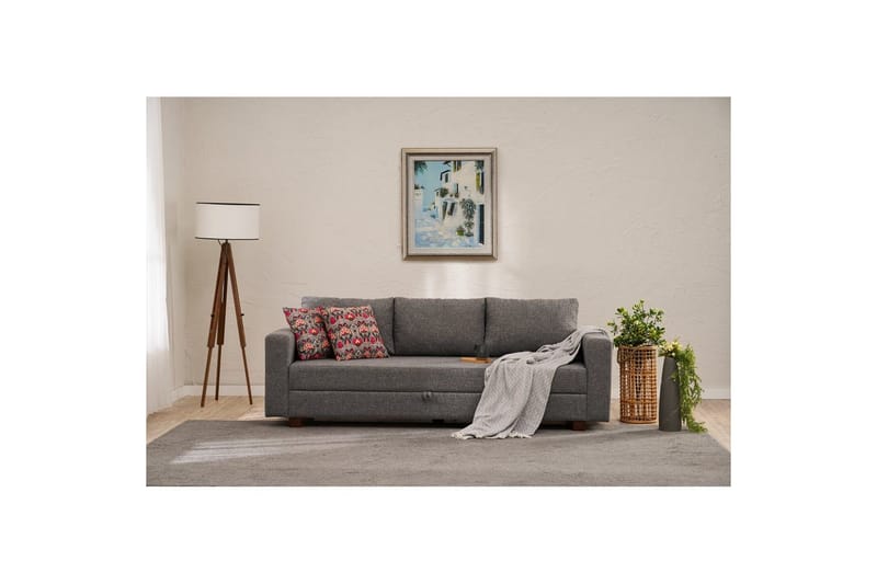 Bäddsoffa med 3 sittplatser Iroulport Grå - Grå - Möbler - Soffa - Bäddsoffa