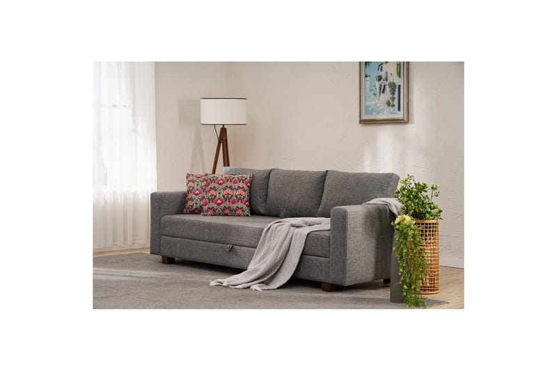 Bäddsoffa med 3 sittplatser Iroulport Grå - Grå - Möbler - Soffa - Bäddsoffa