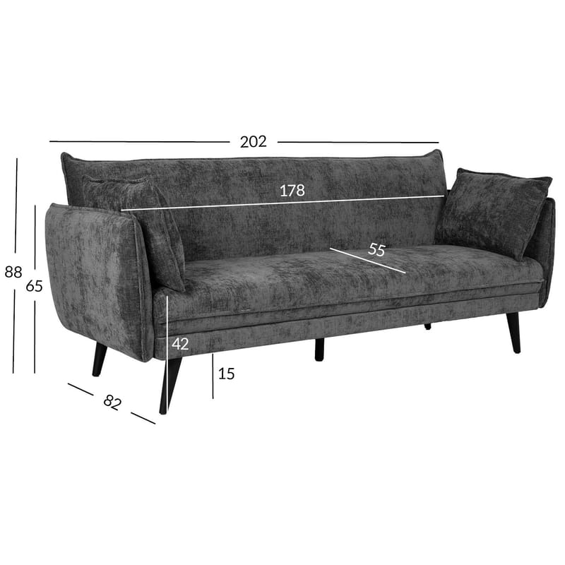 Bäddsoffa Noella 3-sits - mörkgrå - Möbler - Soffa - Bäddsoffa