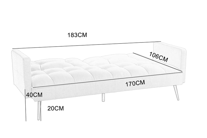 Bäddsoffa Trelleborg – Ljusgrå | 183 cm - Ljusgrå - Möbler - Soffa - Bäddsoffa