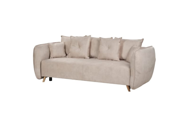 Bäddsoffa Vallanes Beige, ljust trä - Beige, ljust trä - Möbler - Soffa - Soffgrupp