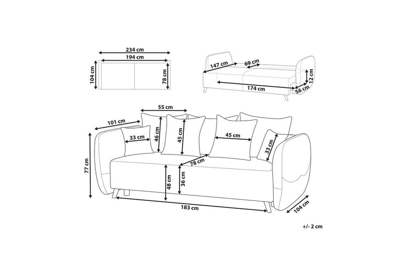 Bäddsoffa Vallanes Brunt, ljust trä - Brunt, ljust trä - Möbler - Soffa - Soffgrupp