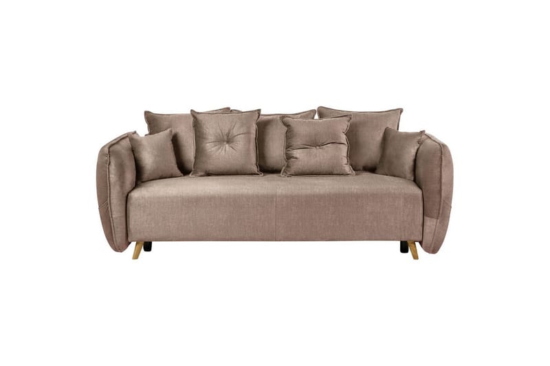 Bäddsoffa Vallanes Brunt, ljust trä - Brunt, ljust trä - Möbler - Soffa - Soffgrupp