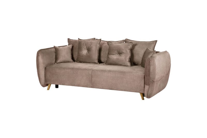 Bäddsoffa Vallanes Brunt, ljust trä - Brunt, ljust trä - Möbler - Soffa - Soffgrupp