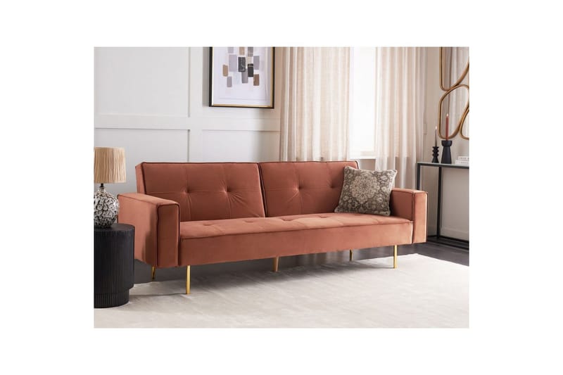 Bäddsoffa Visnes Brun, Guld - Brun, Guld - Möbler - Soffa - Bäddsoffa