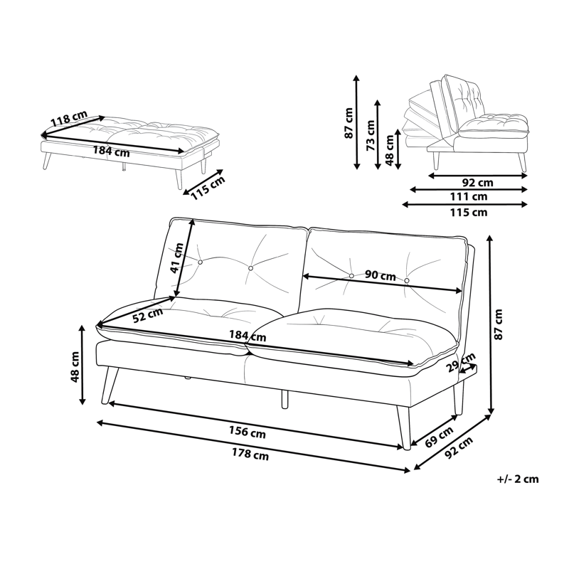 Bäddsoffa Yila - Brun - Möbler - Soffa - Bäddsoffa