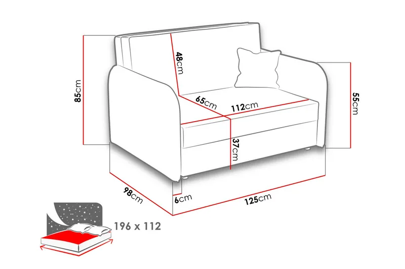 Bensbyn 2-sits Utdragbar Bäddsoffa med Förvaring i Tyg - Blå - Möbler - Soffa - Bäddsoffa - Bäddsoffa 2 sits