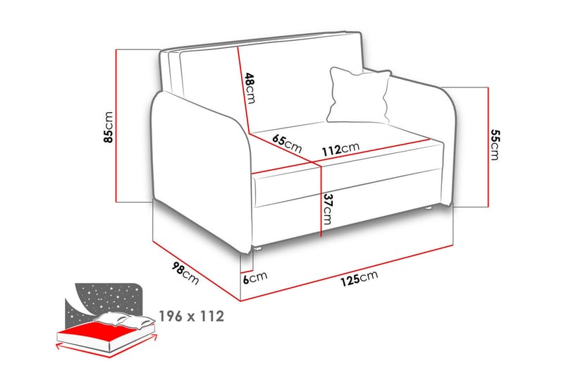 Bensbyn Bäddsoffa - Grå - Bäddsoffa - Bäddsoffa 2 sits - Sammetssoffa