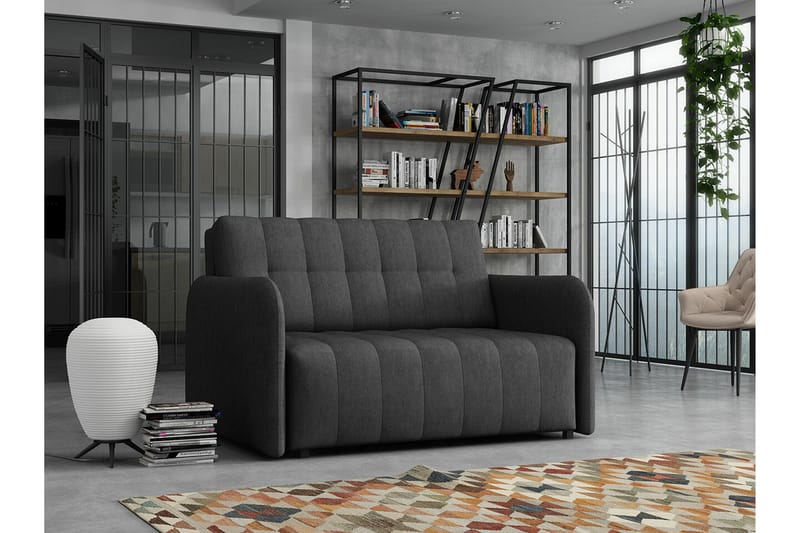 Denegal 2-sits liten bäddsoffa i Plysch - Grå - Möbler - Soffa - Bäddsoffa - Bäddsoffa 2 sits