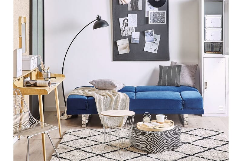Selekk Fällbar 2-sits Bäddsoffa 105x192 cm i Sammet - Blå - Möbler - Soffa - Bäddsoffa - Bäddsoffa 2 sits