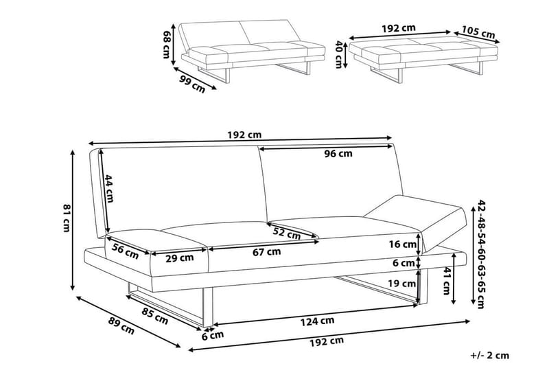 Selekk Fällbar 2-sits Bäddsoffa 105x192 cm i Sammet - Blå - Möbler - Soffa - Bäddsoffa - Bäddsoffa 2 sits