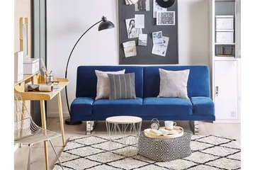 Selekk Fällbar 2-sits Bäddsoffa 105x192 cm i Sammet - Blå - Möbler - Soffa - Bäddsoffa - Bäddsoffa 2 sits