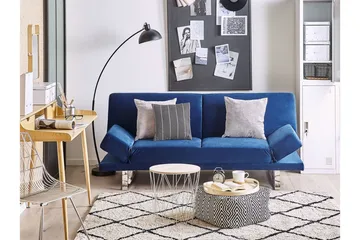 Selekk Fällbar 2-sits Bäddsoffa 105x192 cm i Sammet - Blå - Möbler - Soffa - Bäddsoffa - Bäddsoffa 2 sits