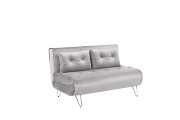 Soffa 2-sits sammet grå VESTFOLD - Grå - Möbler - Soffa - Bäddsoffa - Bäddsoffa 2 sits