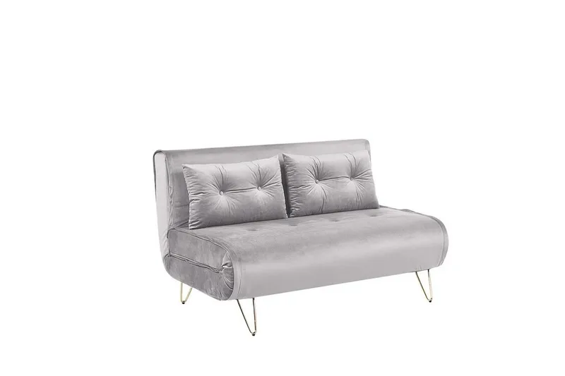 Soffa 2-sits sammet grå VESTFOLD - Grå - Möbler - Soffa - Bäddsoffa - Bäddsoffa 2 sits
