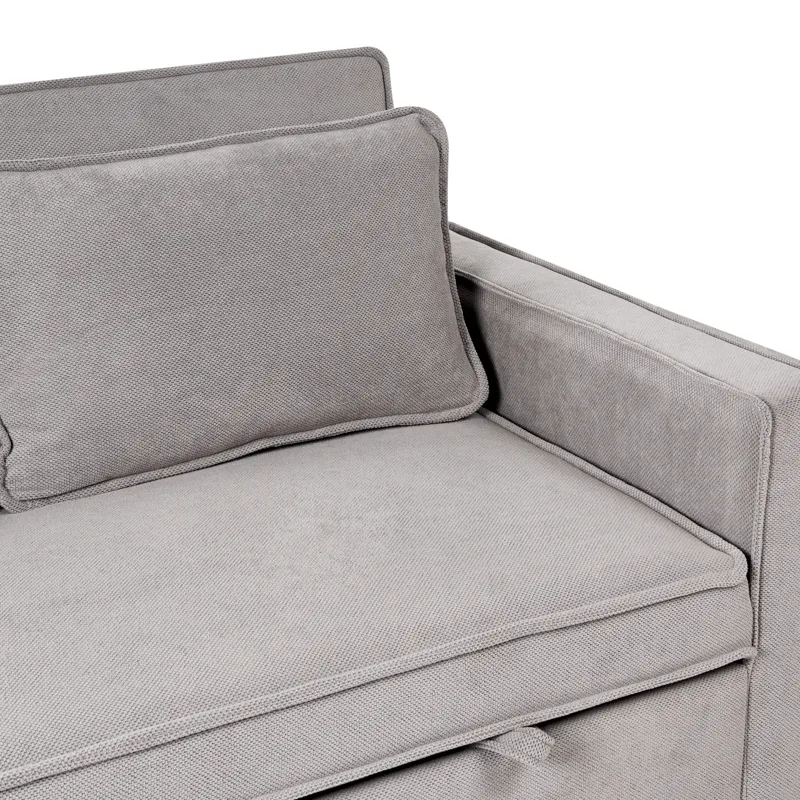 2-sits Framåtbäddad Utdragbar Bäddsoffa 137x179 cm med Hjul i Tyg - Grå - Möbler - Soffa - Bäddsoffa