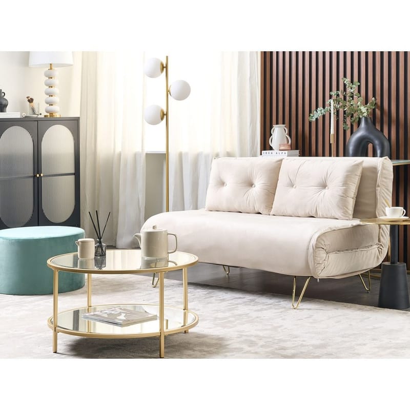 2-sits soffa Vestfold - Beige, guld - Möbler - Soffa - Bäddsoffa