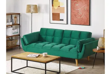 Asaby 3-sits Rektangulär Längsbäddad Bäddsoffa 107x185 cm i Sammet - Grön - Möbler - Soffa - Bäddsoffa - Bäddsoffa 3 sits